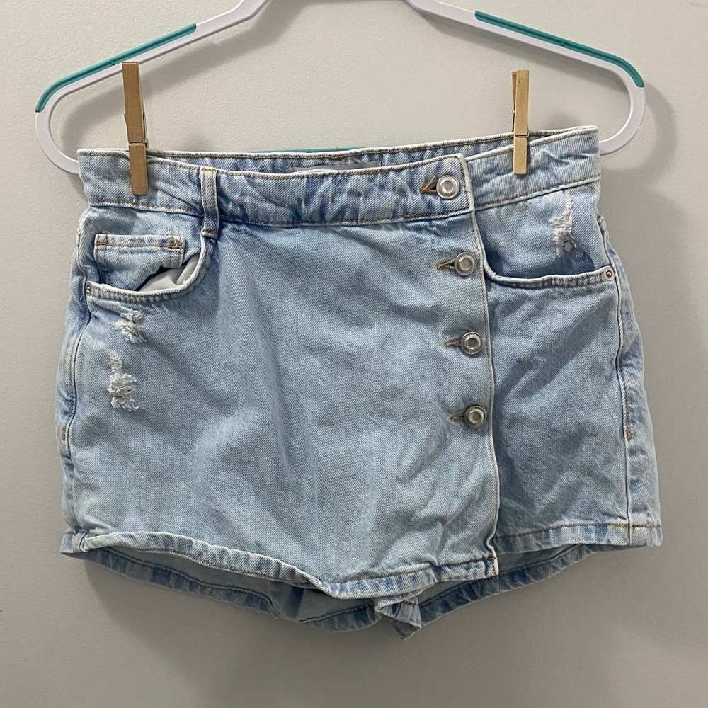 Zara Light Blue Denim Women Skorts